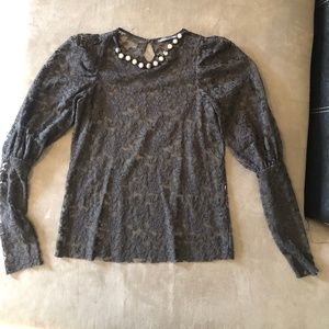 Women lace top from Zara, worn once. Color Black.